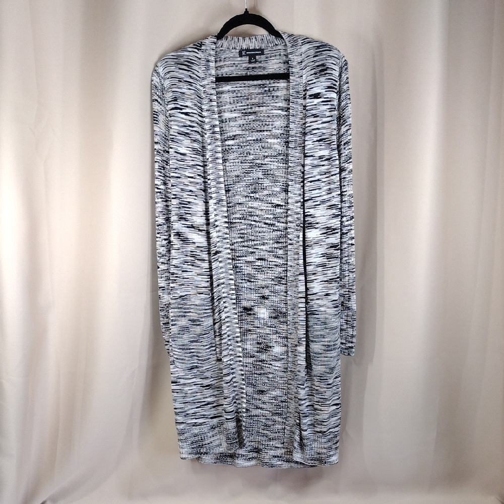 INC International Concepts Black  White Knit Cozy Casual Long Sleeve Cardigan